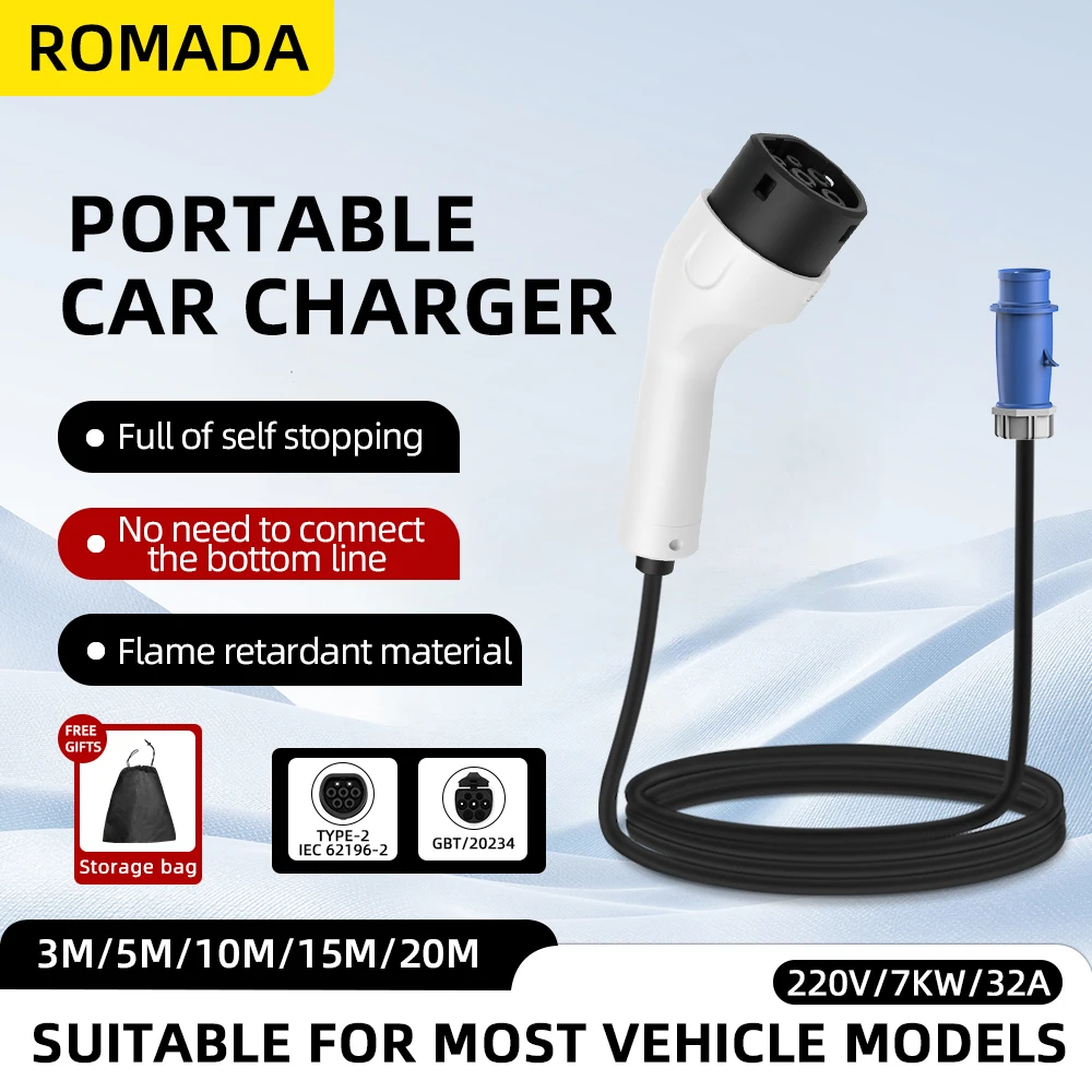 ROMADA Typ2 IEC62196-2 Für Ele – Portable Ev Charger 32A Type 2 Cee Plug Bewertung und Preis