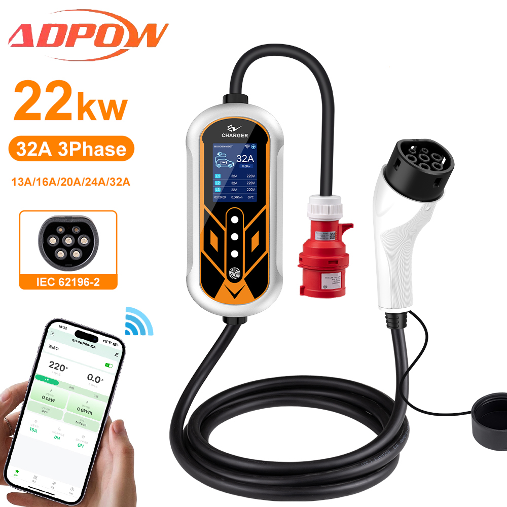 ADPOW Tragbare 32A Typ2 EV Lad – Portable Ev Charger 32A Type 2 Cee Plug Bewertung und Preis